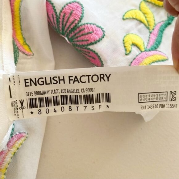 English Factory Embroidered Off The Shoulder Chiffon Blouse Top Small - Picture 8 of 8